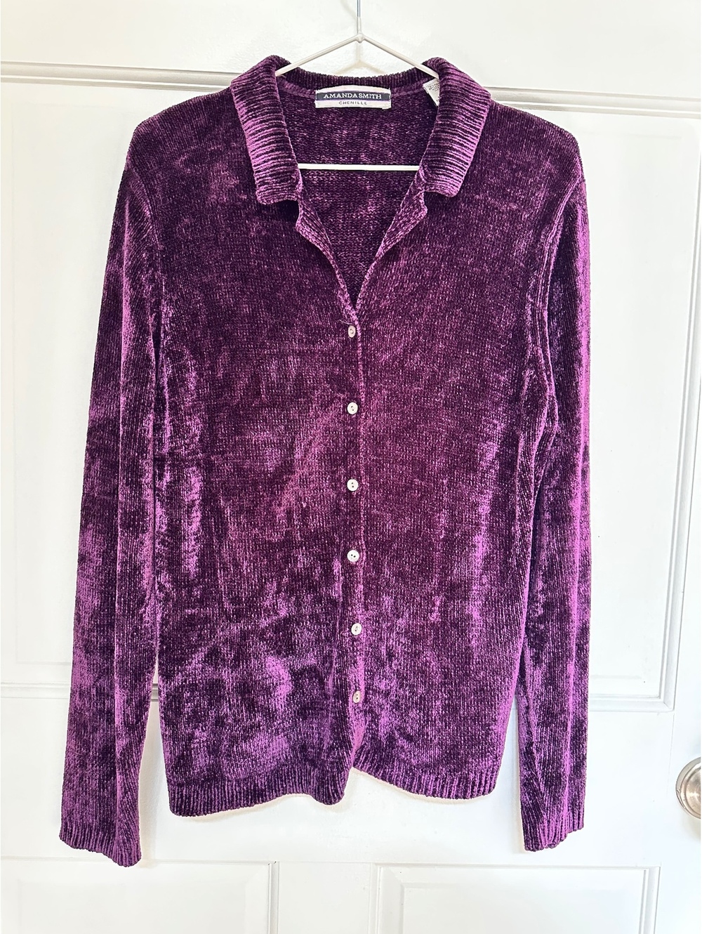 Vintage Amanda Smith Chenille Button-Up Cardigan / Sweater Size L